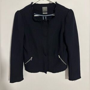 GAP Women's Navy Blazer with Zipper Details size 2